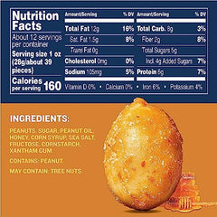 Planters Honey Roasted Peanuts back view highlighting nutrition and vitamins