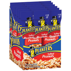 Planters salted peanuts in to-go pouches for on-the-go snacking and a quick protein boost.