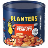 Planters Redskins Spanish peanuts roasted and salted in a jar, perfect for quick snacking.