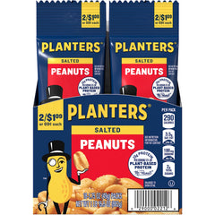 Planters Salted Peanuts 18-pack bag, convenient on-the-go snack.