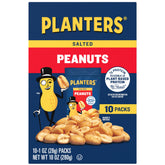 Planters Salted Peanuts 1oz packaging showing convenient single-serve packs for on-the-go snacking.