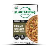 PLANTSTRONG Creamy White Bean Chili in a bowl, ready for quick, protein-rich meals.