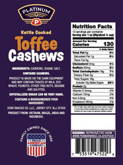 Platinum Toffee Cashews close-up shows glossy toffee coating on cashews