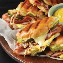 Plochman's Cuban Mustard on a sandwich — adds zesty kick.