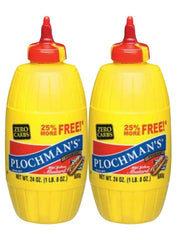 Plochman's Yellow Mild Mustard 24oz two-pack container for versatile sandwiches.