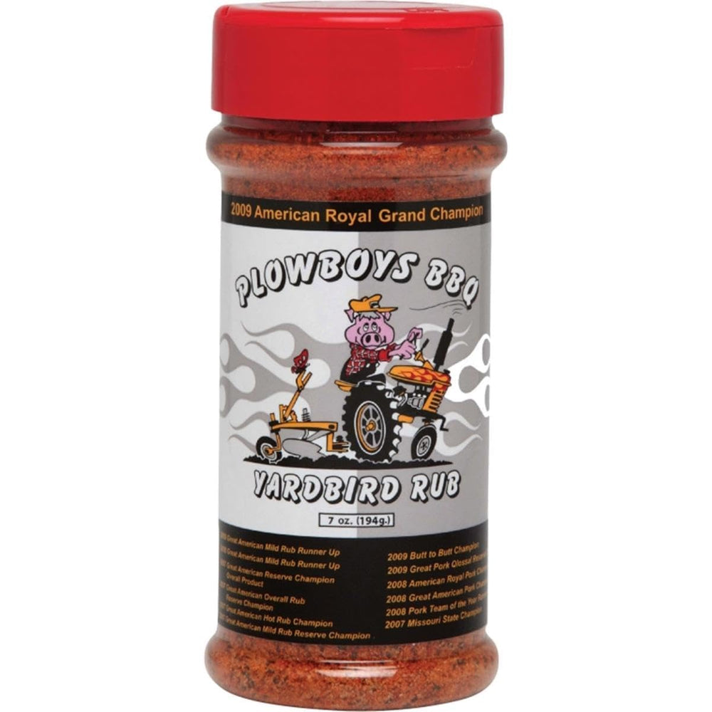 Plowboys Yardbird rub bottle boosts flavor for grilling chicken and pork.