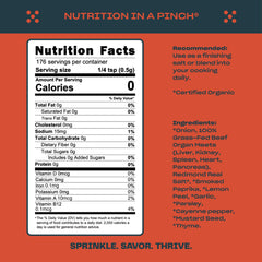 PLUCK Southwest Spicy Mild organ blend label highlights grass-fed ingredients for nutrition.