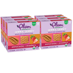 Plum Organics Jammy Sammy Bar peanut butter strawberry close-up for a tasty toddler snack