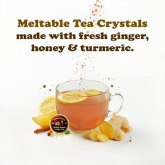 Chilled Pocas honey ginger tea offering a refreshing caffeine-free option.