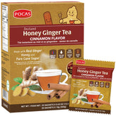 Pocas Honey Ginger tea crystals dissolving in hot water for a cozy, caffeine-free cup.