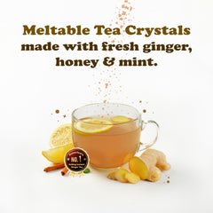Pocas honey ginger tea in a cup with mint aroma inviting a cozy sip