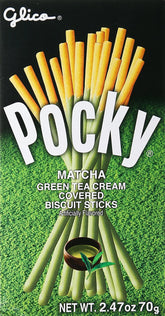 Pocky Matcha Green Tea Cream biscuit sticks ready for a quick snack