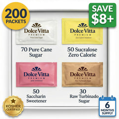 POGALIGHT Dolce Vitta packets close-up display color-coded sweeteners.
