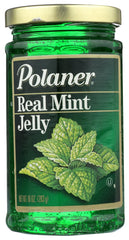 Polaner Real Mint Jelly bottle on kitchen counter, ideal for toast topping.