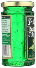 Polaner Real Mint Jelly on spoon, glossy mint glaze for drizzling.