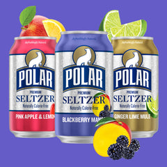 Polar Seltzer Blackberry Mango can showcases bold berry-mango pairing and no sugar.