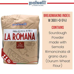 POLSELLI La Romana 0 flour calzone stuffing ready shows versatile dough for fillings.
