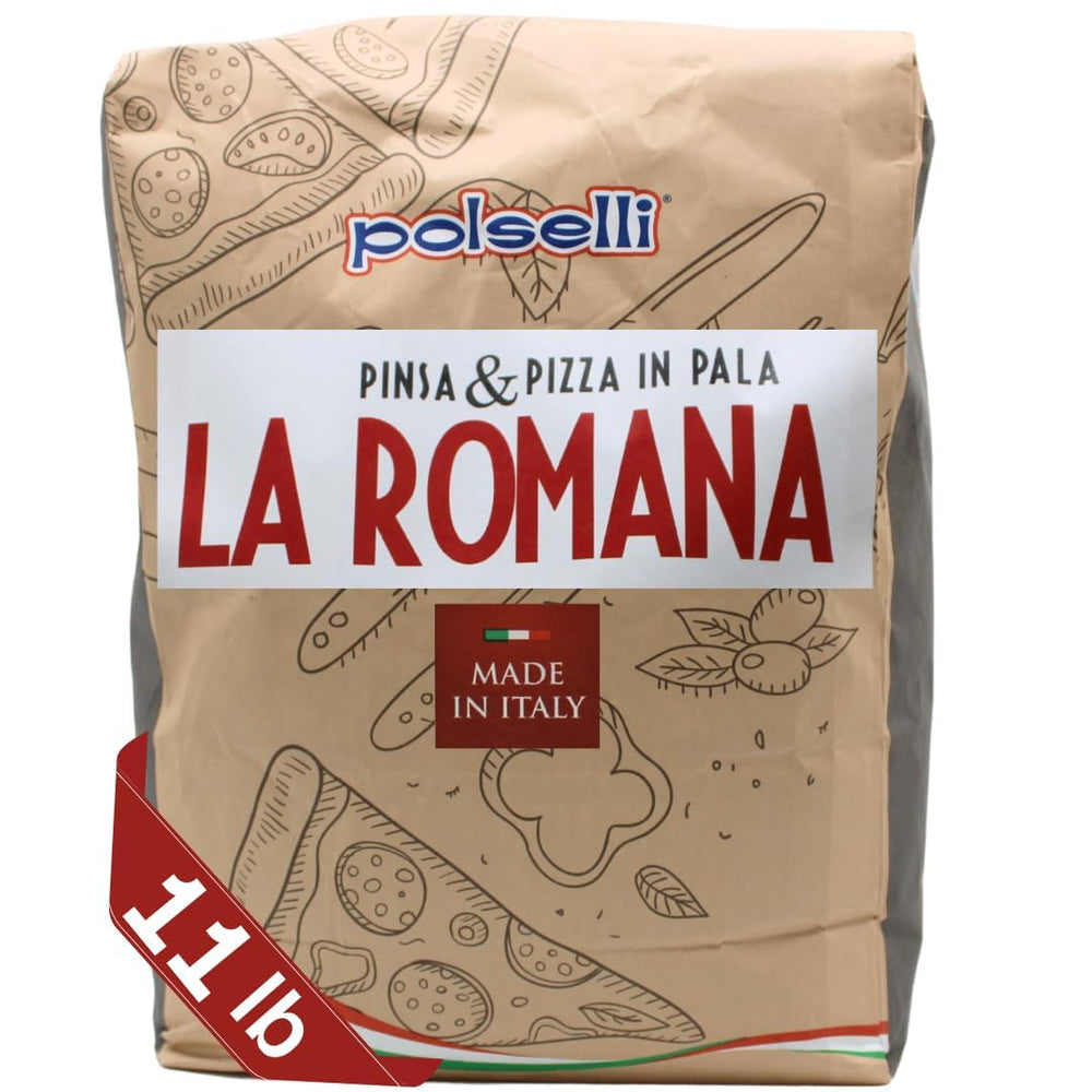 POLSELLI La Romana 0 flour dough closeup reveals high-protein texture for crisp Roman crust.