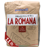 POLSELLI La Romana 0 flour dough closeup reveals high-protein texture for crisp Roman crust.