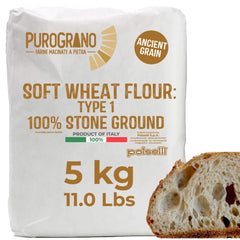 Polselli PuroGrano stone-ground flour bag showing premium Italian heritage for rustic loaves