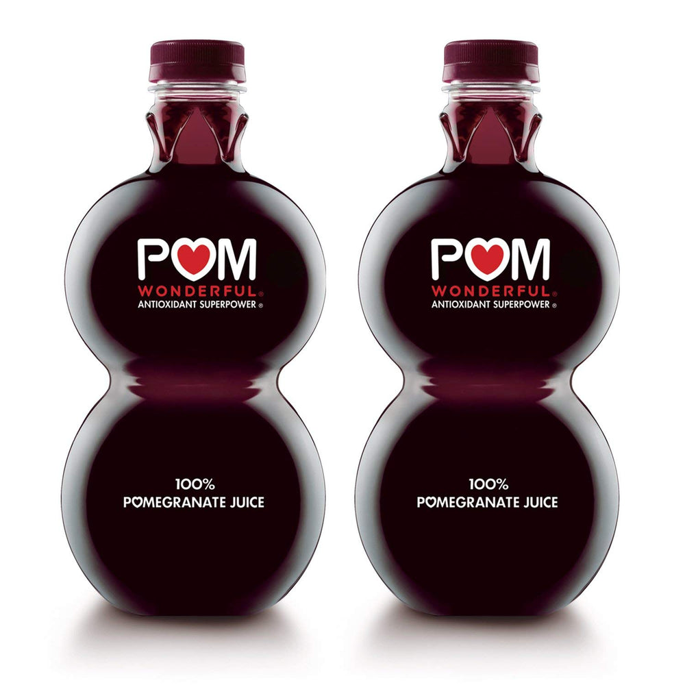POM Wonderful 100% Pomegranate Juice bottle pours, antioxidant-rich flavor.