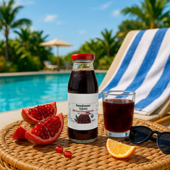 Pomegranaze six-pack glass bottles offer convenient, on-the-go hydration.