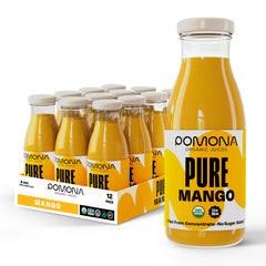 Pomona Mango Juice bottle—pure 100% mango flavor for on-the-go refreshment.