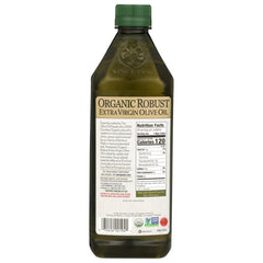 Pompeian Organic label close-up; emphasizes trusted organic quality.