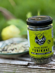 Seaweed flakes close-up in Pono furikake for rich umami.