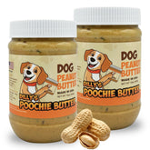 Poochie Butter natural dog peanut butter jar highlights wholesome ingredients for tasty rewards.