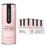 Pop & Bottle vanilla oat latte can, convenient on-the-go drink.