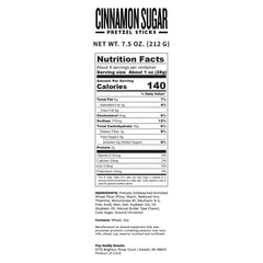 Close-up of POP DADDY Cinnamon Sugar Pretzel Sticks highlighting bold flavor.