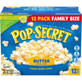 Pop Secret Butter microwave popcorn bag ready to pop for movie night.