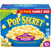 Pop Secret microwave popcorn bags showcase quick, hot snacking for movie night.