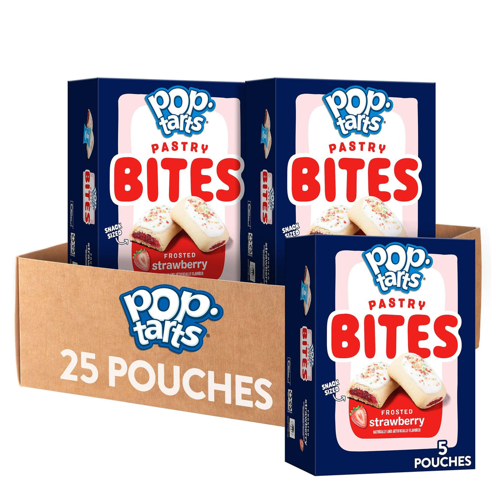 Pop-Tarts Bites frosted strawberry with sprinkles, perfect for quick on-the-go snacking.