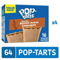 Pop-Tarts Frosted Brown Sugar Cinnamon packaging shows 64 pastries