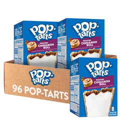 Pop-Tarts Frosted Cinnamon Roll pastry, ready-to-eat breakfast treat with cinnamon filling and frosting.