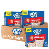 Pop-Tarts Frosted Strawberry box front showing 64-count pack for grab-and-go mornings.