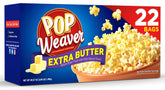 Pop Weaver Extra Butter popcorn bag closeup with rich, buttery kernels ready to pop
