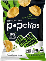 Popchips Sea Salt flavor bag delivering light, crisp texture and simple taste.