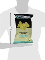 Back of Popcorners Sea Salt bag displays ingredients and serving ideas.