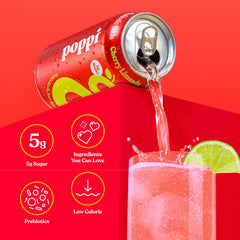 12-pack display of Poppi Cherry Limeade for convenient sharing