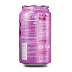 Poppi Doc Pop close-up label highlighting prebiotics and caffeine benefit