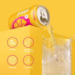 poppi nutrition label highlighting prebiotics and calorie information