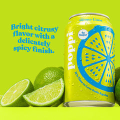 Poppi Lime Ginger being poured into a glass for a refreshing serve