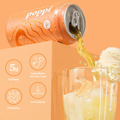poppi can held in hand to show 12 fl oz size and portability for on-the-go refreshment