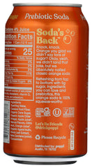 Poppi Orange Soda bottle on counter with fresh oranges nearby.
