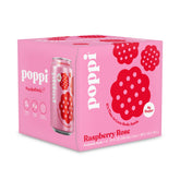 poppi raspberry rose front packaging showing 4-pack and label benefits