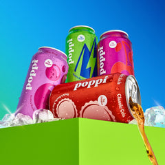 Poppi Alpine Blast bottle showcasing bold, refreshing notes.