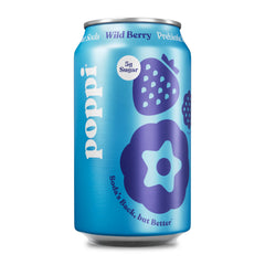poppi wild berry front can showing colorful branding and berry graphics for quick recognition